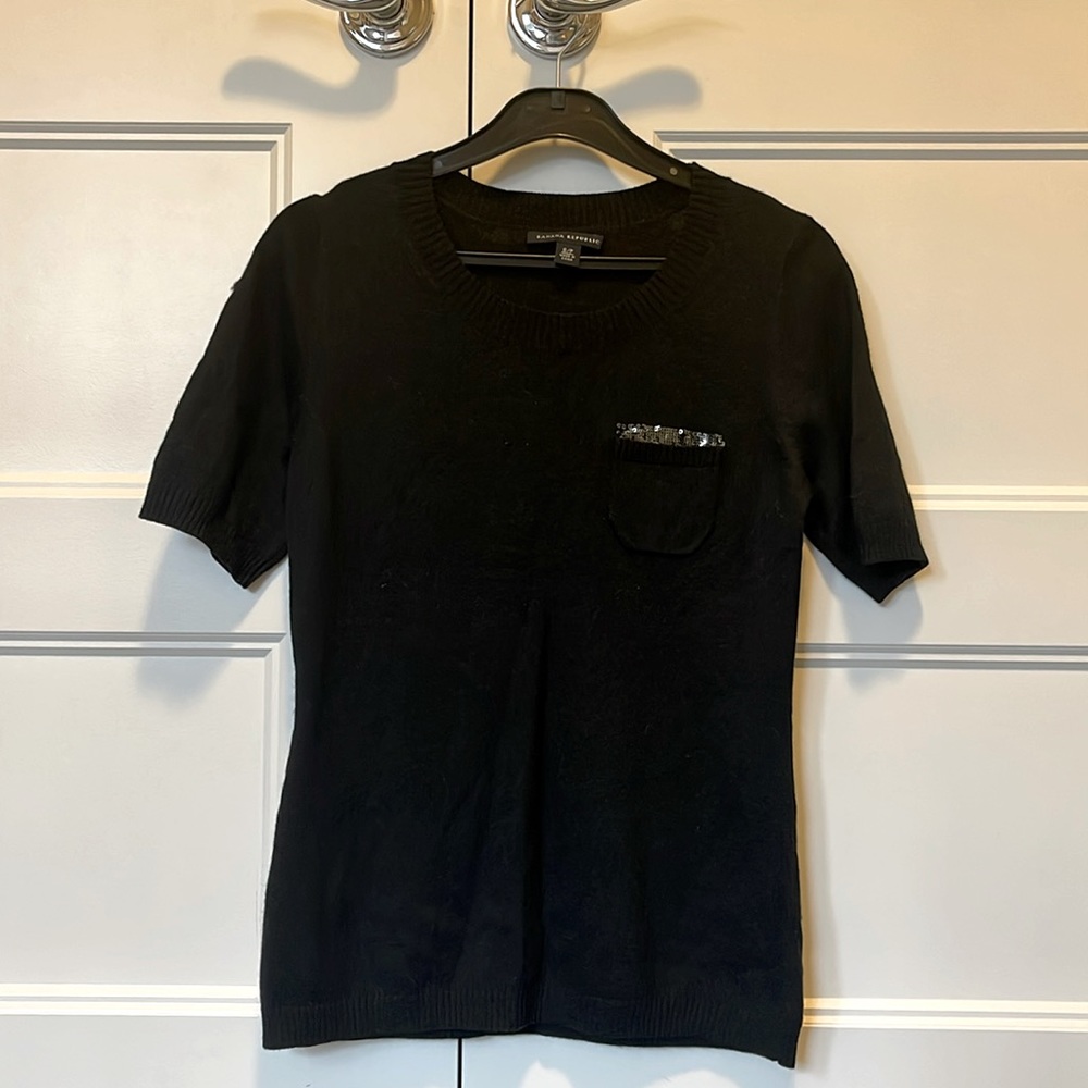 Banana Republic Sequin Pocket Short-Sleeve Sweater